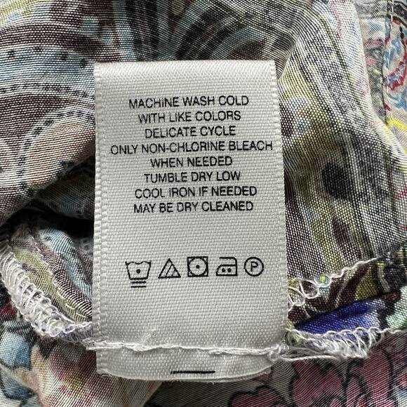 JOHN MARK Size Small Blouse Tunic Top Colorful Hummingbird Birds Floral Button - Picture 7 of 8